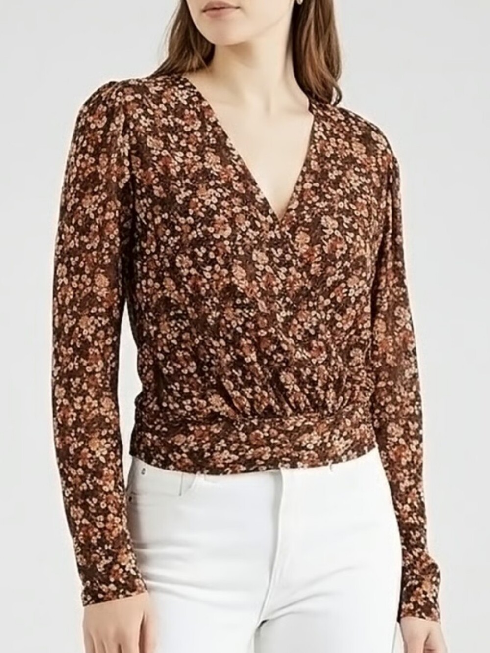 Ramy Brook Floral Print Faux Wrap Top Blouse